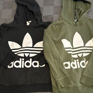adidas Black and Green Logo Hoodies
